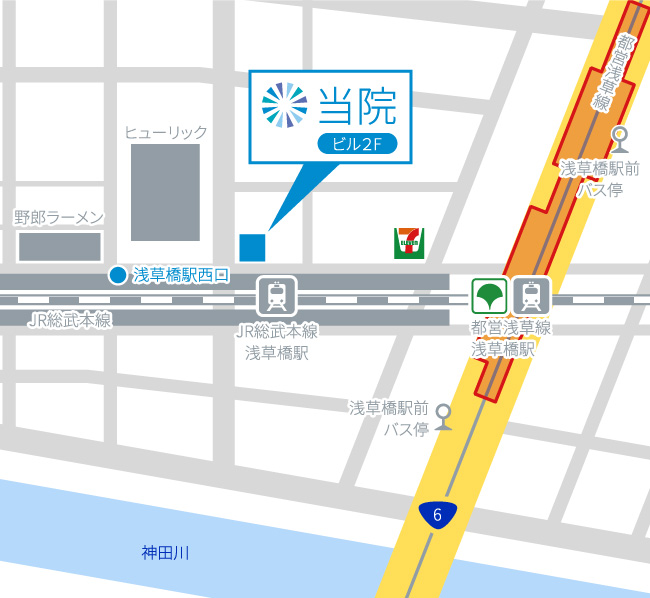 浅草橋駅・浅草橋クリアデンタルオフィス・アクセスマップ